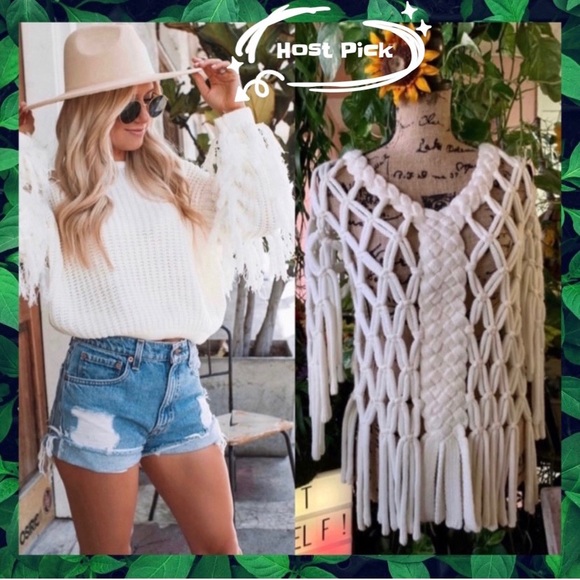 Tempo Paris Sweaters - Tempo Paris Boho Fringe Sweater.